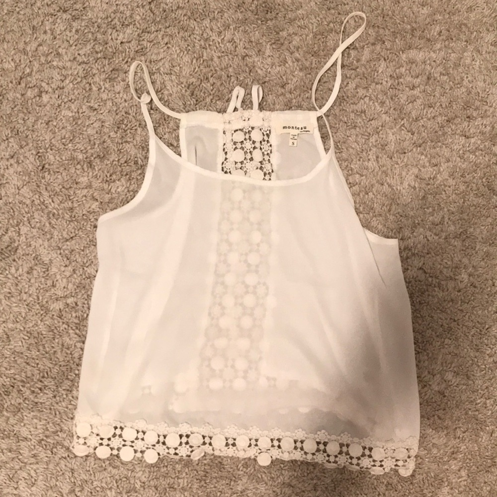 white sleeveless top